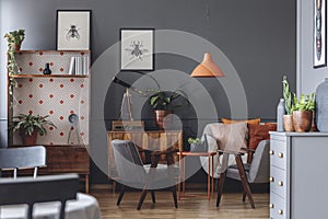 Dark vintage living room interior