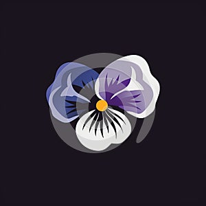 Dark Violet Pansy Flower Logo With Arctic White