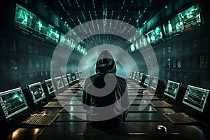 The dark web hooded hacker banner