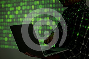 Dark web hooded hacker cyber war concept