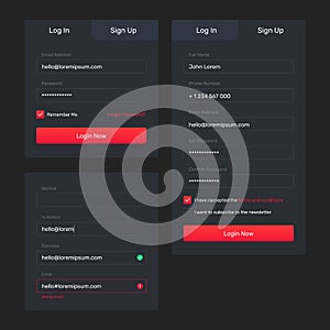 Dark web ui login signup form