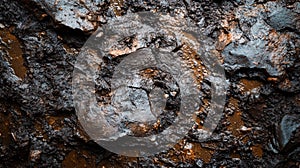 Dark Wet Rock Surface Texture Closeup