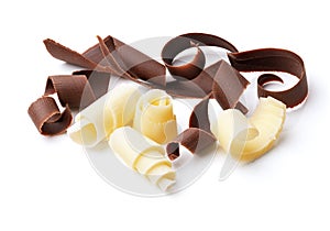 Dark and white chocolate curls