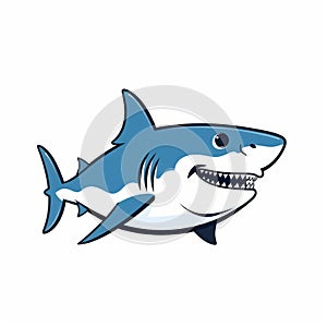 Dark White And Light Blue Shark Logo Illustration