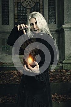 Dark witch manipulates fire