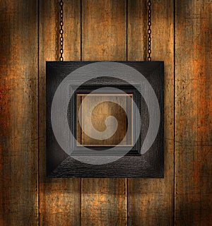 Dark wood frame against wood background