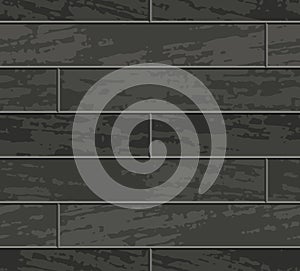 Dark wood parquet. Brick masonry with grunge frayed effect. Mosaic black and gray seamless texture. Vector
