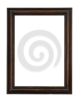 Dark wooden picture frame on white backround