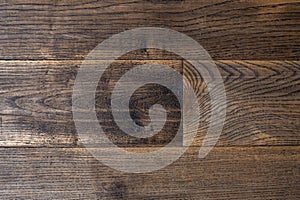 Dark wooden texture. Natural wood shabby background close-up. Old parquet