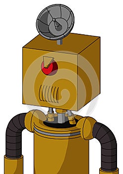 Dark-Yellow Automaton With Box Head And Speakers Mouth And Angry Cyclops And Radar Dish Hat