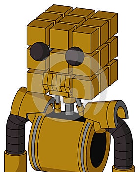 Dark-Yellow Automaton With Cube Head And Toothy Mouth And Two Eyes