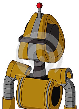 Dark-Yellow Automaton With Droid Head And Black Visor Cyclops And Single Led Antenna