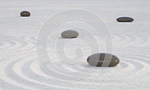 Dark Zen stones on a wide sands