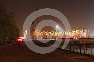 night scene of Birdnet stadium