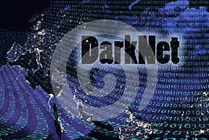 Darknet concept Binary code on Earth