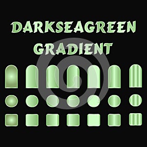 Darkseagreen gradient with various shapes on a black background in a graphic design layout