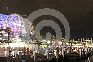 Darling Harbour bustling night scene