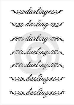 Darling inscription with decorative curl elements