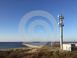 Darlowo Darlowko Poland port entrance with radar