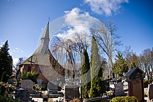 Darlowo Poland, Saint Gertrude church in spring