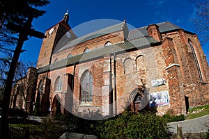 Darlowo, Poland - Saint Mary church wide angle fisheye view