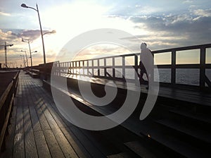 Darlowo wooden pier in spring