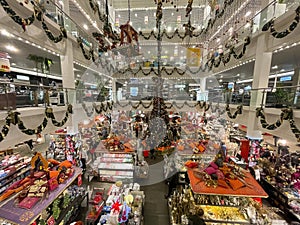 Darmstadt, Germany - 03rd December 2020: A German photographer visiting the big furniture store called SegmÃÂ¼ller, christmas.