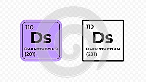 Darmstadtium, chemical element of the periodic table vector