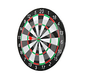 Dart board with arrow hitting target