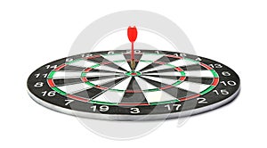 Dart board with arrow hitting target