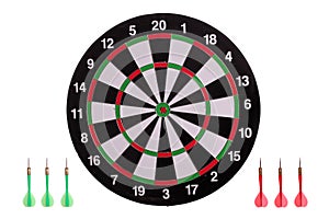 Dart board with arrows