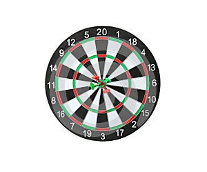Dart board with arrows hitting target