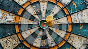 A dart board with a bulls eye in the center