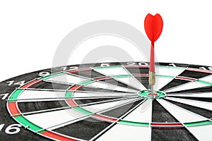Dart board with color arrow hitting target