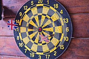 Dart board with dart arrow. focus on target business concept .