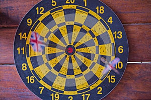 Dart board with dart arrow. focus on target business concept .