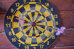 Dart board with dart arrow. focus on target business concept .