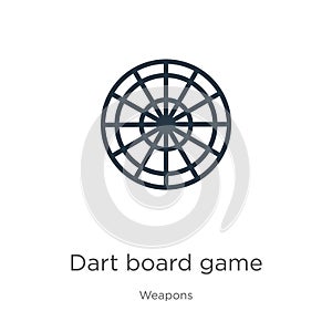 Dart board game icon vector. Trendy flat dart board game icon from weapons collection isolated on white background. Vector