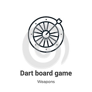 Dart board game outline vector icon. Thin line black dart board game icon, flat vector simple element illustration from editable