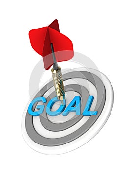 Dart hitting target. Hiting target goal concept.