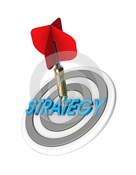 Dart hitting target. Strategy concept.