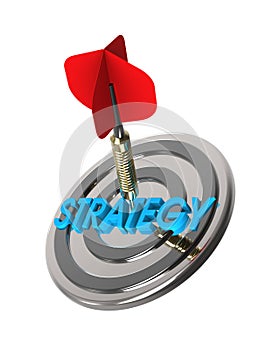 Dart hitting target. Strategy concept.
