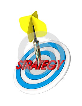 Dart hitting target. Strategy concept.