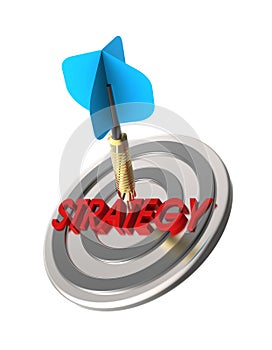 Dart hitting target. Strategy concept.