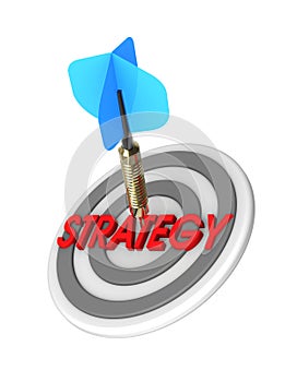 Dart hitting target. Strategy concept.