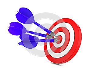 Dart hitting a target, success concept