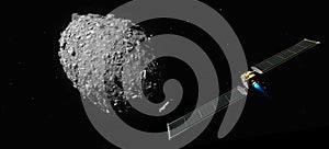DART satellite on collision course to impacting the asteroid DIMORPHOS to deflect its orbit