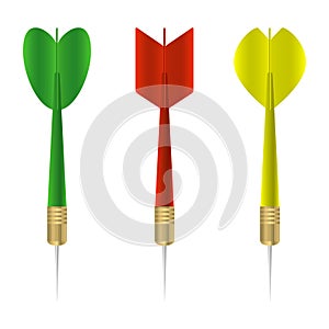 Dart set. Collection of colorful realistic darts. Vector.