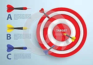 Dart and target infographic template, Business concept