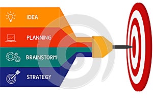 Dart target success business concept infographics. Can be used for workflow layout, diagram web design, infographics.